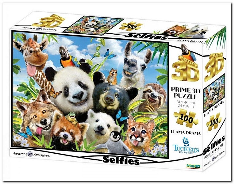 amplitude maaien plakboek 3D Image Puzzel: Llama Drama Selfie - Tucker's Fun Factory - 500 Stukjes -