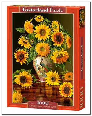 Sunflowers in a Peacock Vase - Casterland - 1000 Stukjes