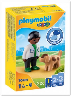 Playmobil 1.2.3. - 70407: Dierenarts met hond