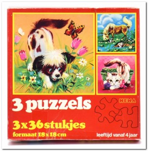 Vintage Dieren Puzzle - Hema - 3 * 36 Stukjes