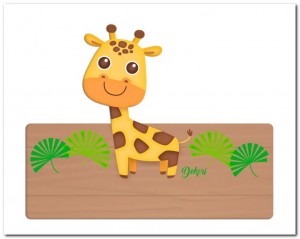 Houten naambord Giraffe - Dekori 