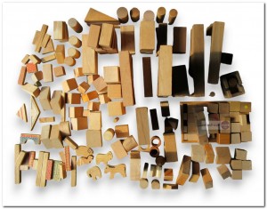 Partij ongekleurde houten blokken (ca. 9,7 kg)